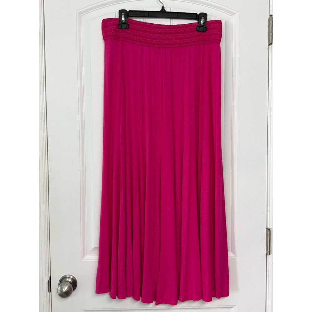 Lapis Fuchsia Smocked Waist Maxi Skirt Beachy Romantic Vaca Mermaid Coquette